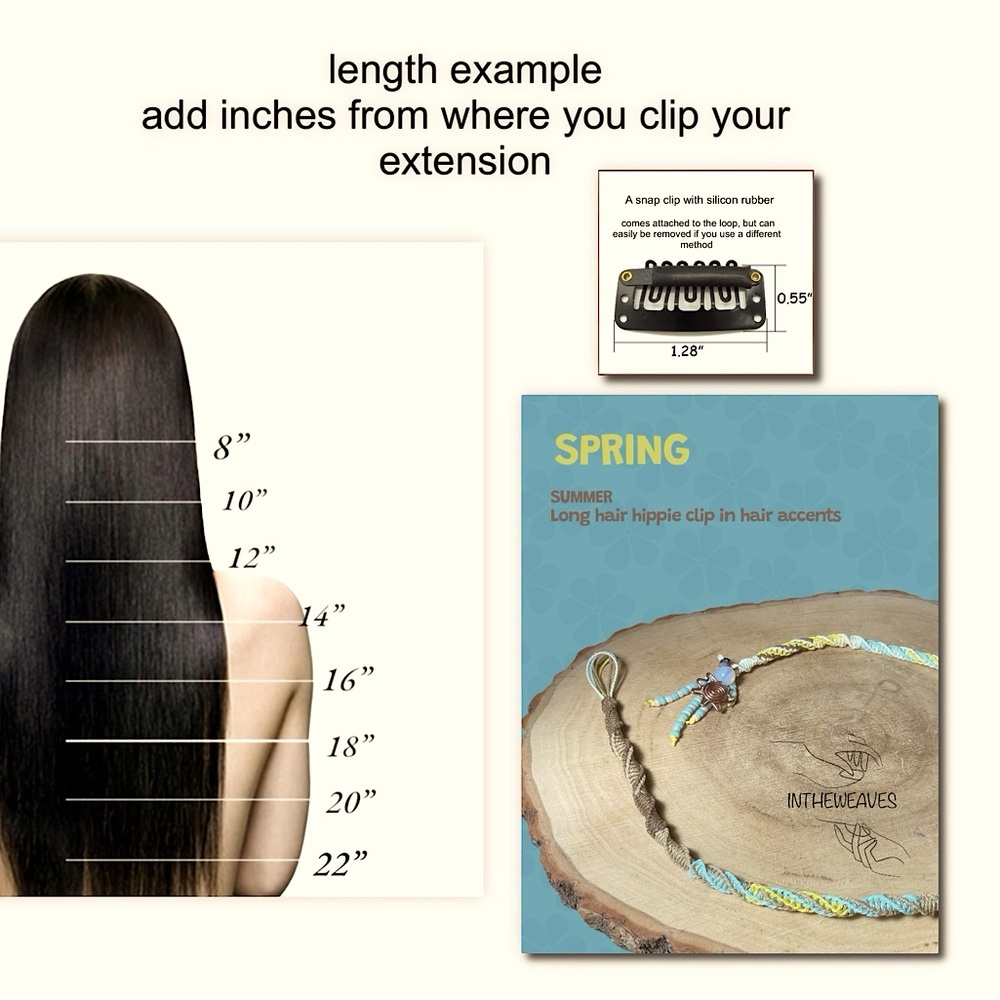 Long Hair Hippie Clip in Hair Accents